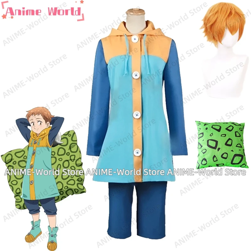 《Tamaño personalizado》 Anime Sin of Sloth Harlequin King Nanatsu No Taizai disfraz de Cosplay uniforme de fiesta de Halloween ropa peluca almohada