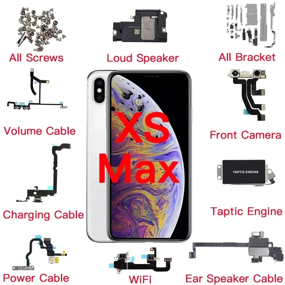 

Inner Parts for IPhone Xs Max Front Camera Charging Port Power Volume Button Flex Cable Taptic Engine Ear Loud Speaker Screw