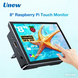 Unew 8 inch Raspberry Pi Monitor 1280x800 16:10 HDMI for Raspberry Pi 5 4 3 Orange Banana Pi DIY Projects Touchscreen Display