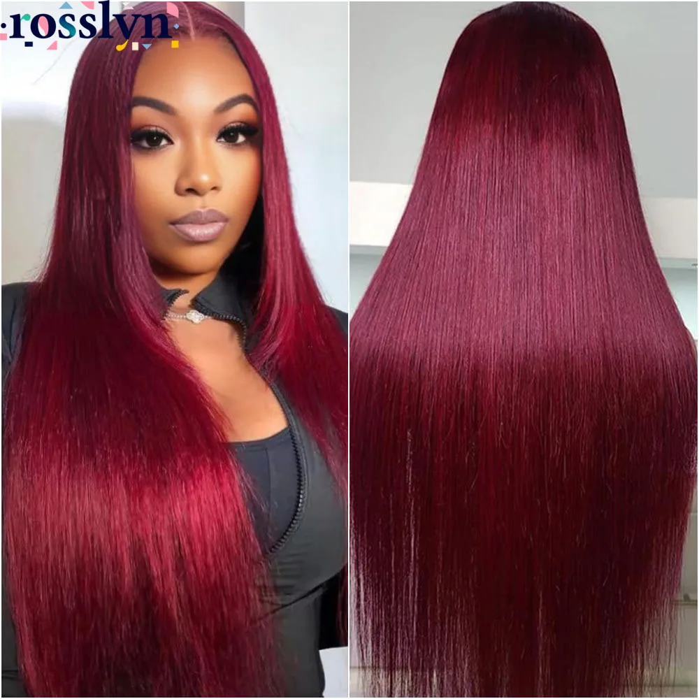 

Rosslyn Прямые парики из натуральных волос Бордовый 99j 13x6 Hd Кружевной фронтальный парик из человеческих волос Отбеленные бразильские парики с узлом Оригинал