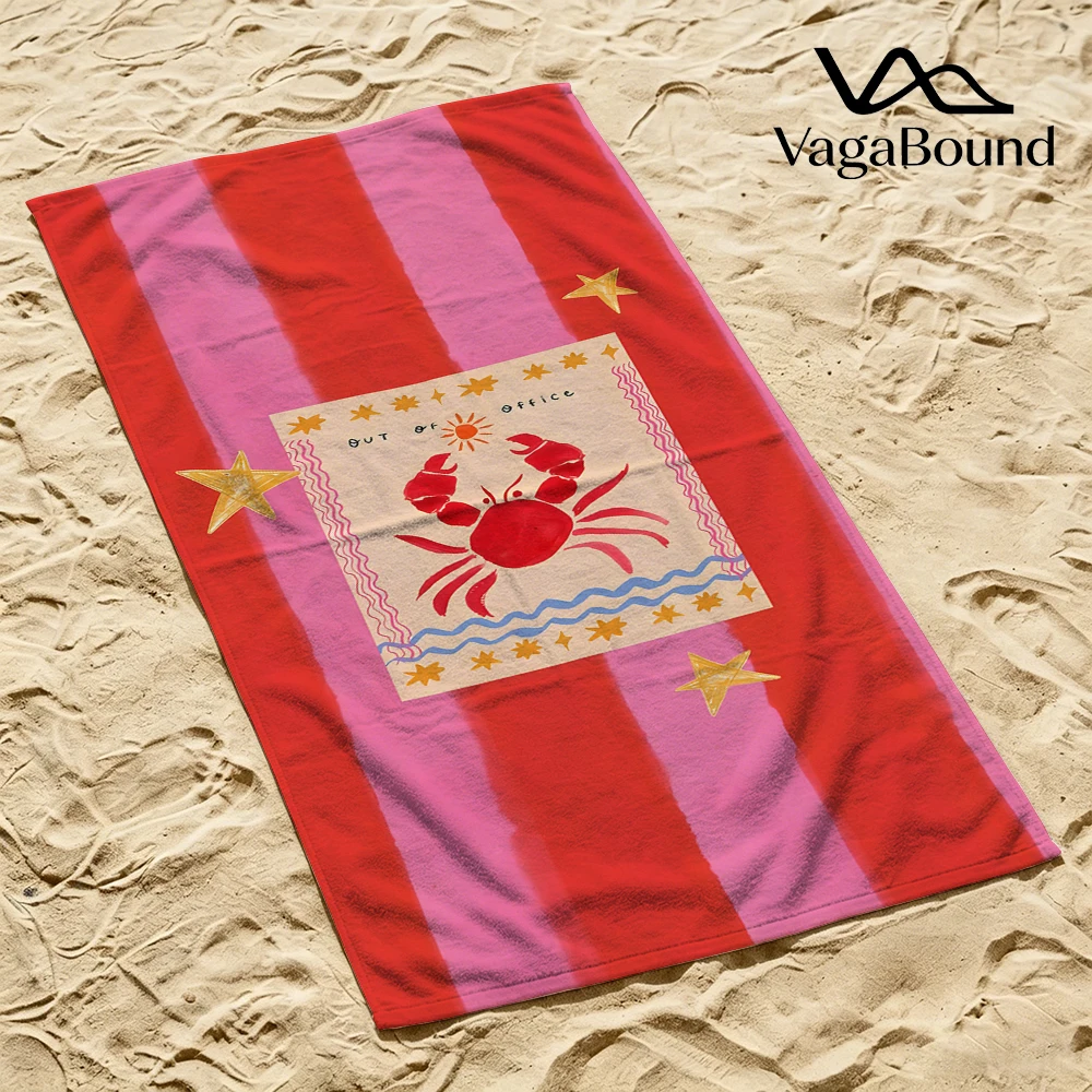 Unisex Quick Dry Microfiber Beach Towel Cartoon out of Office Crab Design for Swimming Surfing Camping - Holiday Bath Towel view 2