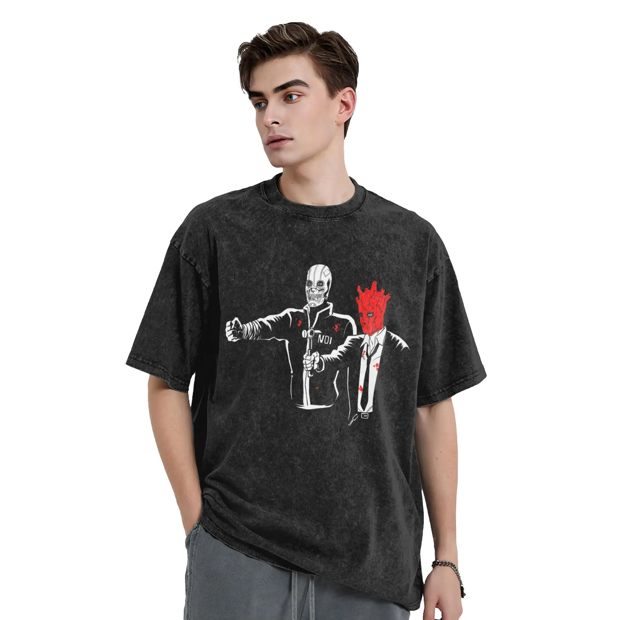 The cleaners Dorohedoro Men T Shirt Washed  Novelty Tee Shirt Short Sleeve O Neck T-Shirts 100% Cotton Summer Clothes