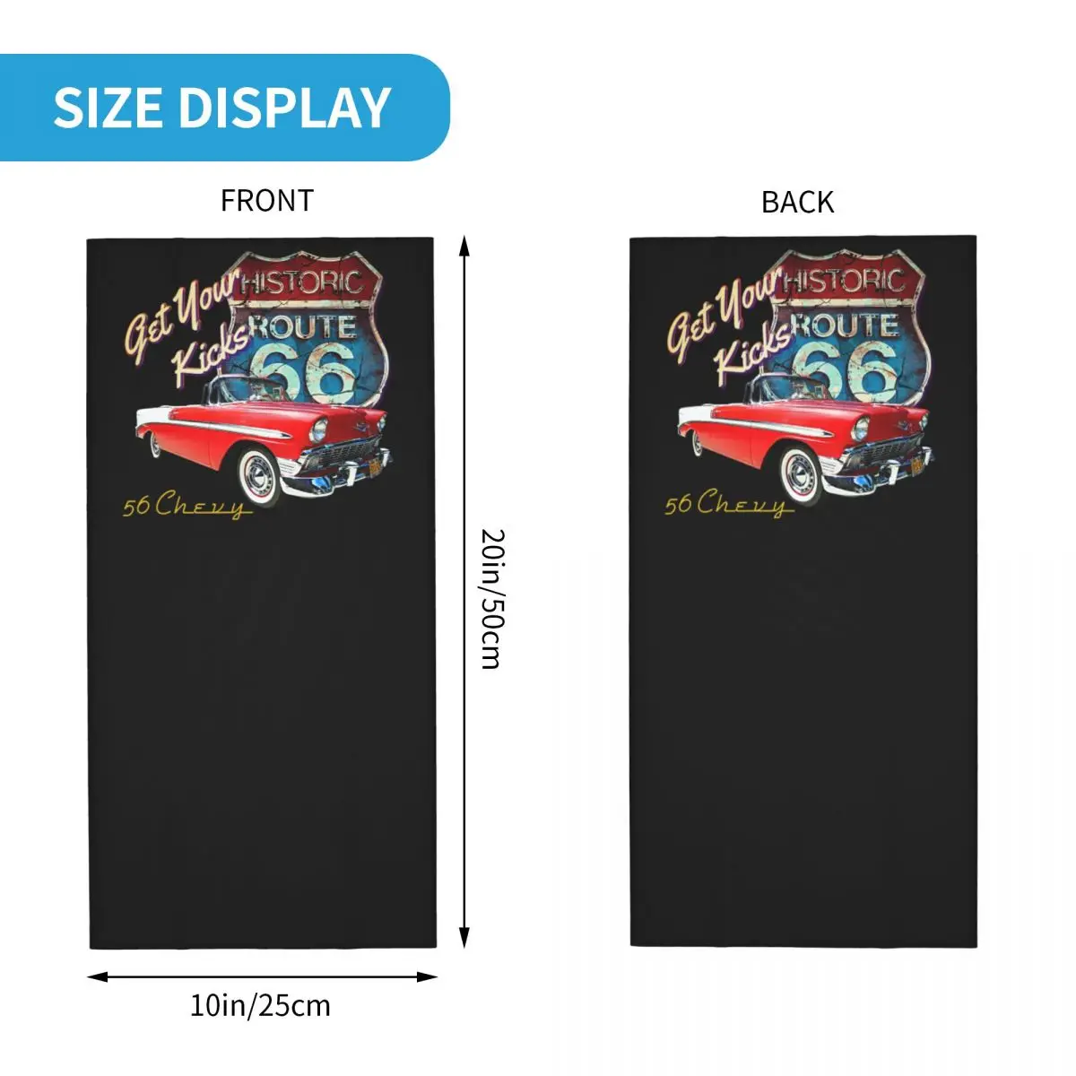 1956 Chevy-Bel Air Car Street Hot Rod Antique - Route 66 Bandana Neck Cover Wrap Mask Scarf Warm Headwear Hiking Fishing For Men