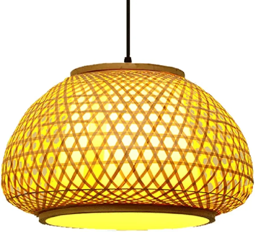 Rattan Pendant Light Pendant Lantern Shape Art Hanging Light Handwoven 1 Light Rattan Chandelier Natural Classic Lighting