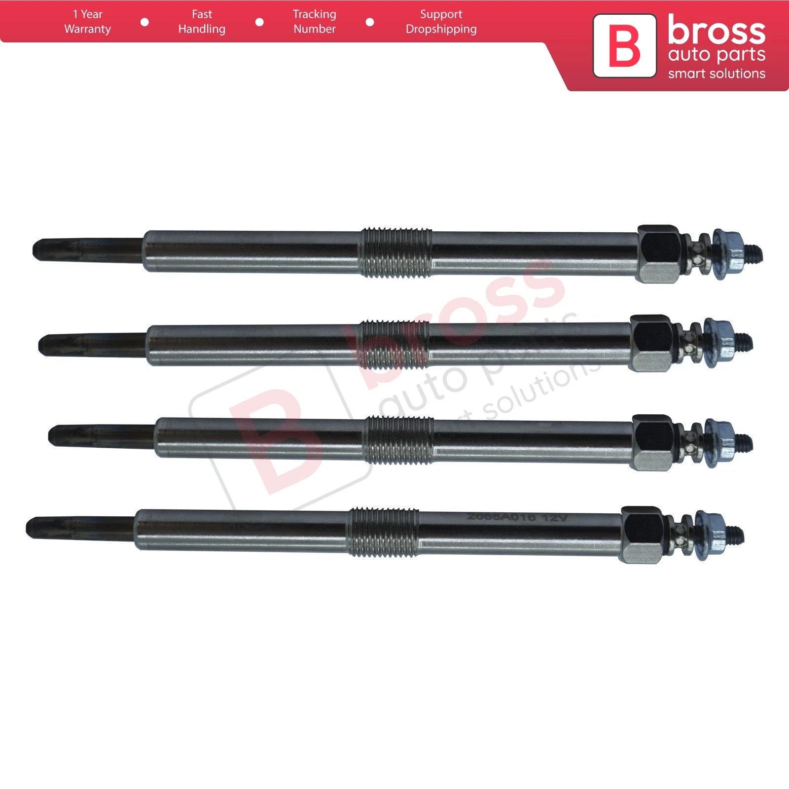 Bross BGP69-1 4 Pieces Heater Glow Plug 12 Volt for Perkins 2666A016 1103 1104 1106 Made in Turkey, Fast Shipment, Top Store