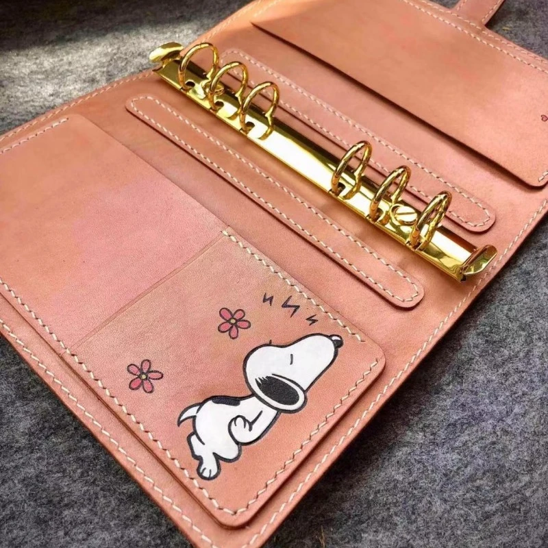 Snoopy A6 Notebook Anime PU Leather Binder Notebook Cartoon Men Women Diary Stationery Gift School Office Supplies Accessories