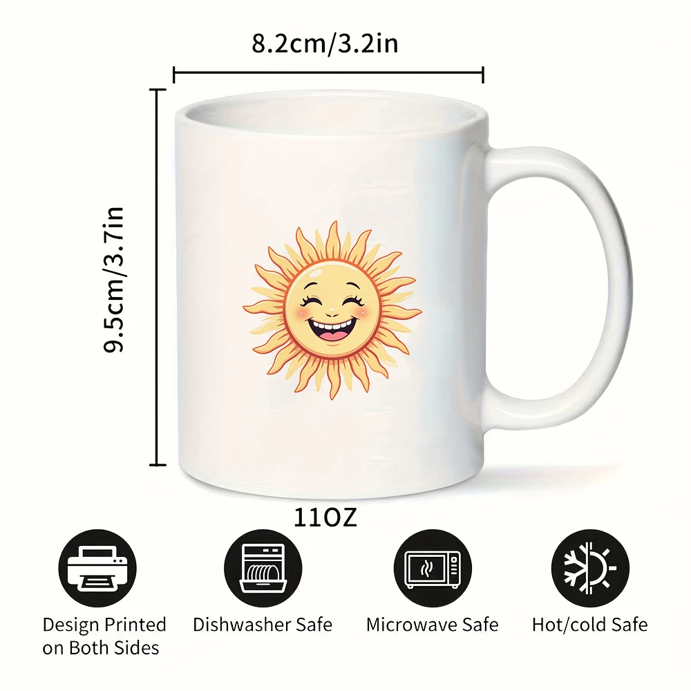 كوب كارتون Sun Smile سعة 11 أونصة للأطفال للمشروبات الباردة والساخنة كوب مكتب عائلي لعيد الميلاد