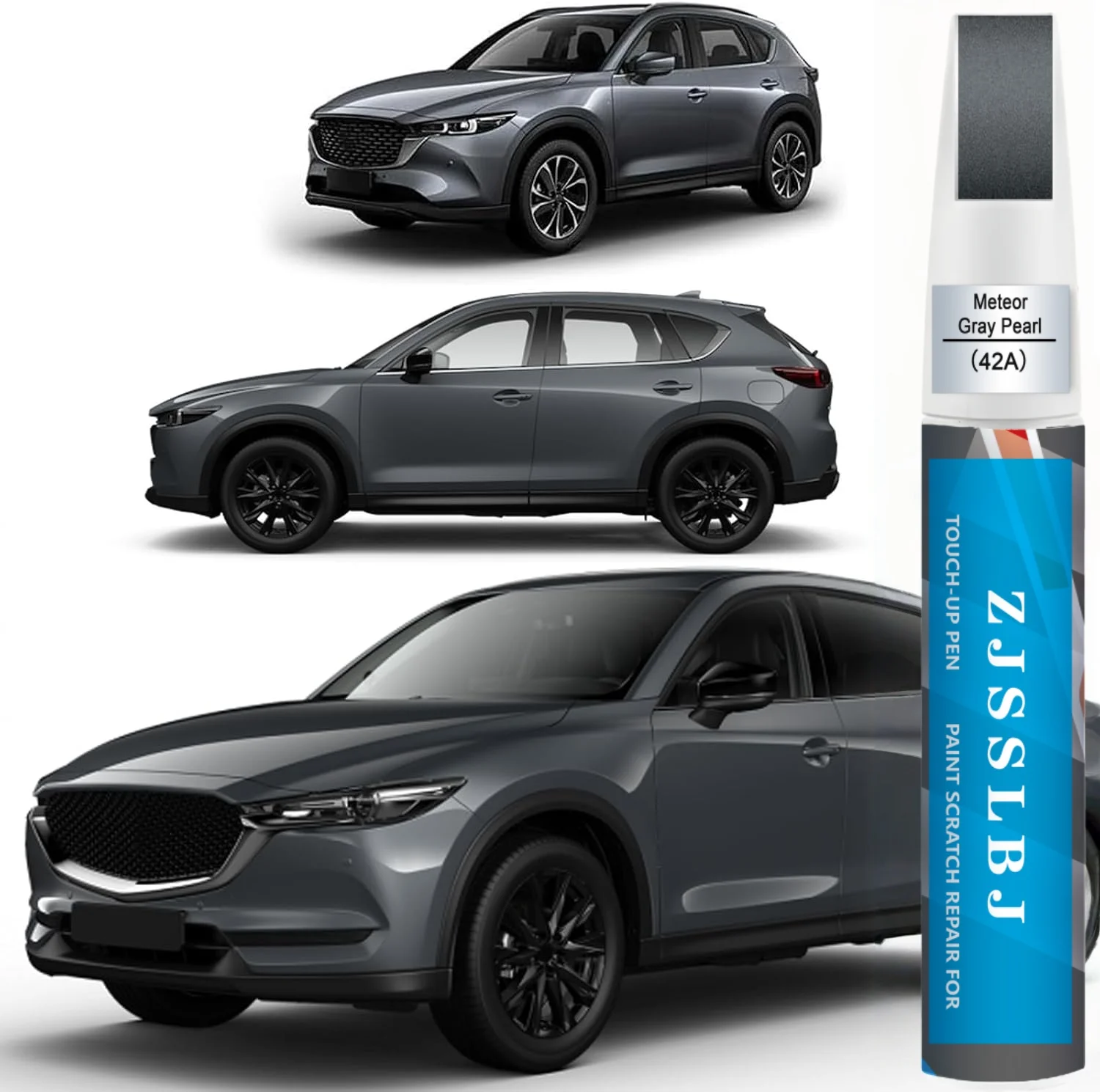 Car Touch up Paint(42A Meteor Gray Pearl) Compatible with Mazda, Car Paint Pen Scratch Repair Two-In-One Touch Up Paint, Premium