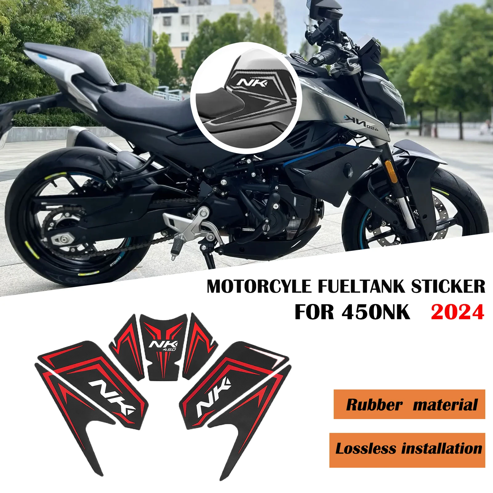 

Motorcycle Accessories Side Fuel Tank Pads Protector Stickers Knee Grip Traction Pad fuel tank towing pad For CFMOTO 450NK 2024