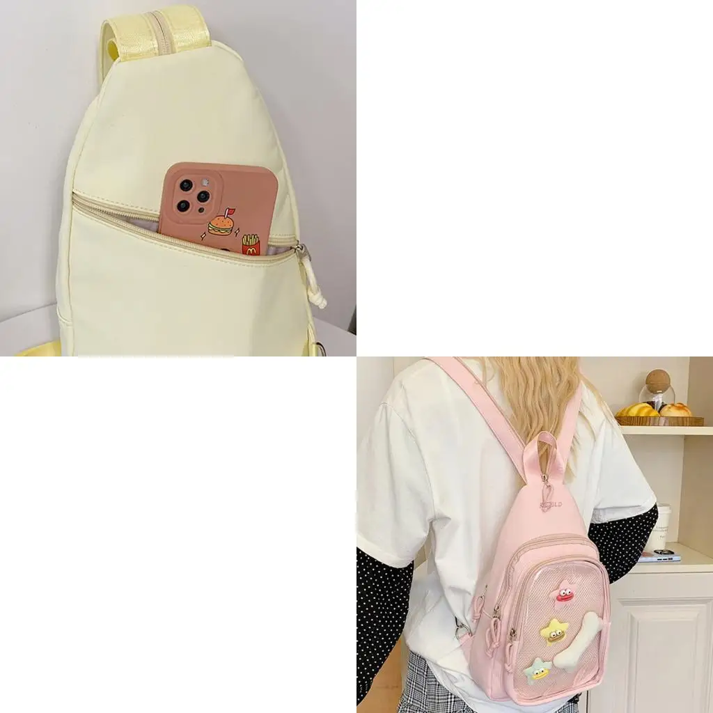 

D46D Stylish Japanese Anime Clear Transparent Chest Bag With Adjsutable Strap Large Capacity Crossbody Bag For Daily Use