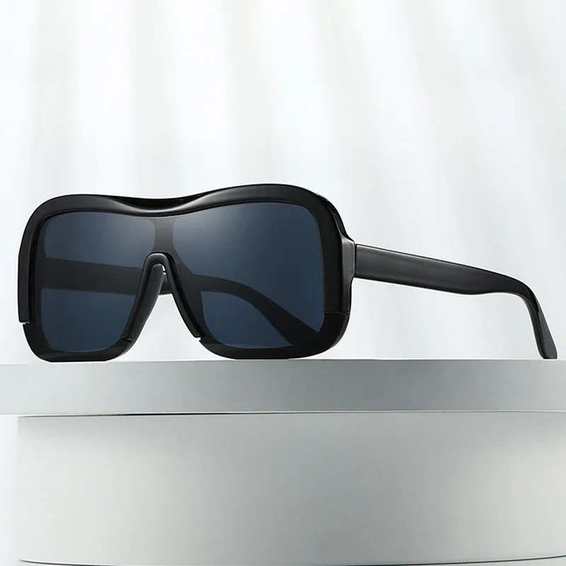 JNPCXI Übergroße Sonnenbrille für Herren, Markendesigner, Pilotenstil, flache Oberseite, große Sonnenbrille, UV400, quadratische Sonnenbrille, Strandbrille – Detail 1