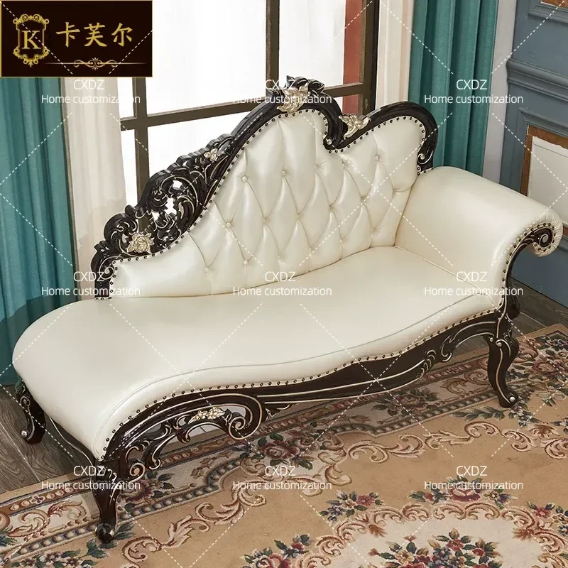 American chair recliner leather single sofa European concubine chair bedroom beauty couch balcony lady bed