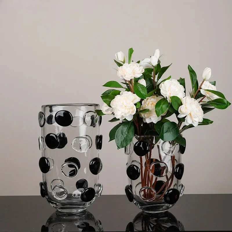 Creative Polka Dot Glass Vase Hydroponics Plant Pots Table Decoration Flower Arrangement Floral Vases Room Aesthetic Decor