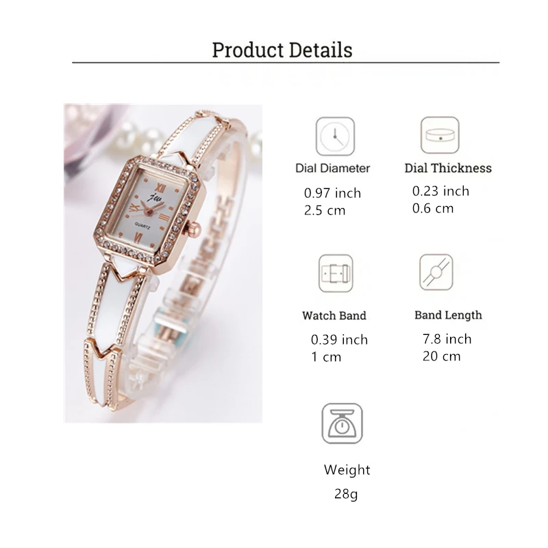 fashion rectangle steel rhinestone women bracelet watch