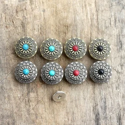 5 pcs 12mm Round Daisy Flower Decoration Conchos Buttress Stud Rivets Sewing Leather Buckle Clothing DIY Decorative Accessories