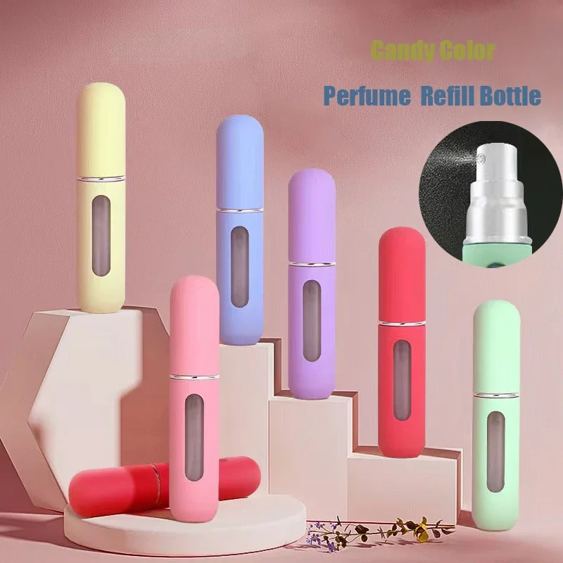 1pcs 5ml Candy Color Mini Travel Portable Bottom Filling Perfume Bottle Liquid Sub-Bottling Spray Refillable Jar Empty Cosmetic