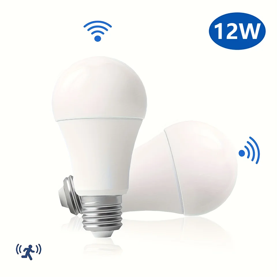 LED E27 Radar Sensitive Light Bulb 85-265V Energy Saving Smart Detection Motion Sensor Light 12W Lampada LED