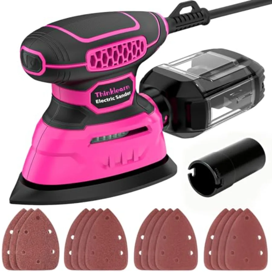

Detail Sander - 13000 OPM Compact Electric Sander Tool, 1.A Mouse s 15Pcs Sandpapers and Dust Box, Handheld Sanding Machine for