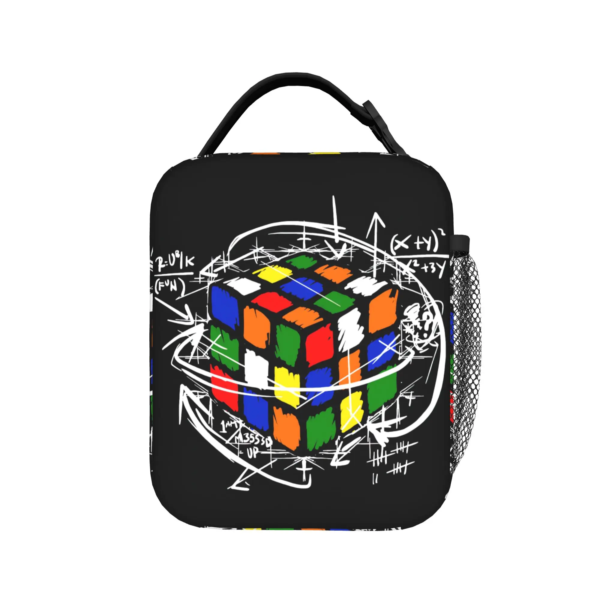 Math Rubik Rubix Rubics Player Cube Math Lunch Bag Outdoor Picnic Lunch Box For Women Kawaii Print Thermal Lunch Bags Cooler Bag