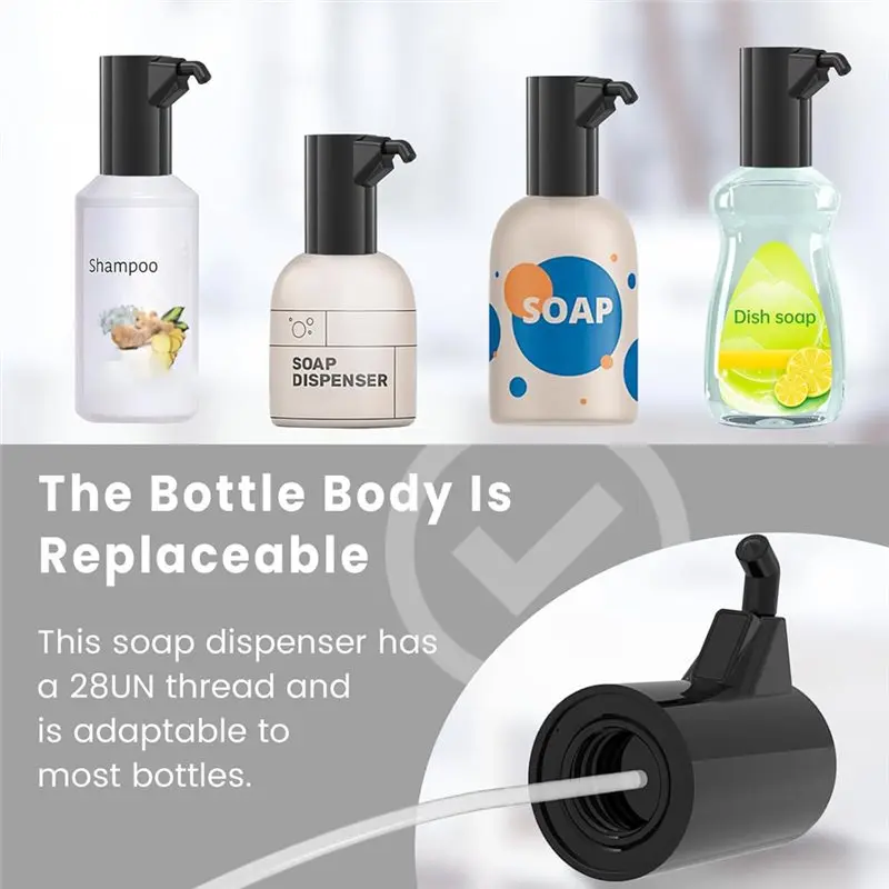 ABBK-موزع الصابون السائل الذي لا يعمل باللمس قابل للتعديل 450 مللي مضخة الصابون التلقائي القابلة لإعادة الشحن مضخة الصابون التلقائي للمطبخ والحمام
