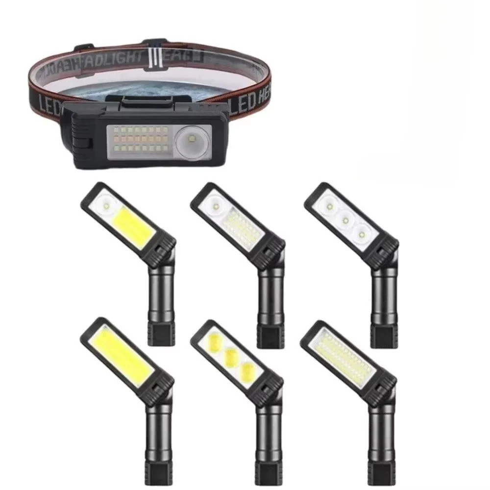 Multifunctional COB Magnetic Auto Repair Work Light With LED Red Warning Light Strong Flashlight for Maintenance Inspection