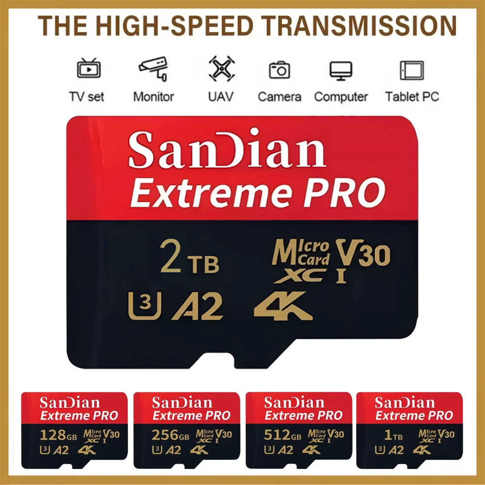 Original Memory Cards Micro TF Card 256GB 512GB Flash SD Memory Card High-Speed Storage Card for PC/Laptop/tablet 2024 New