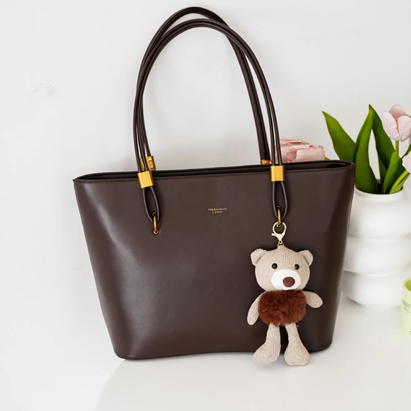 

Large Capacity Vintage Minimalist Tote Bag Women Suitable for Outings Commuting Versatile PU Texture Single-shoulder Bag