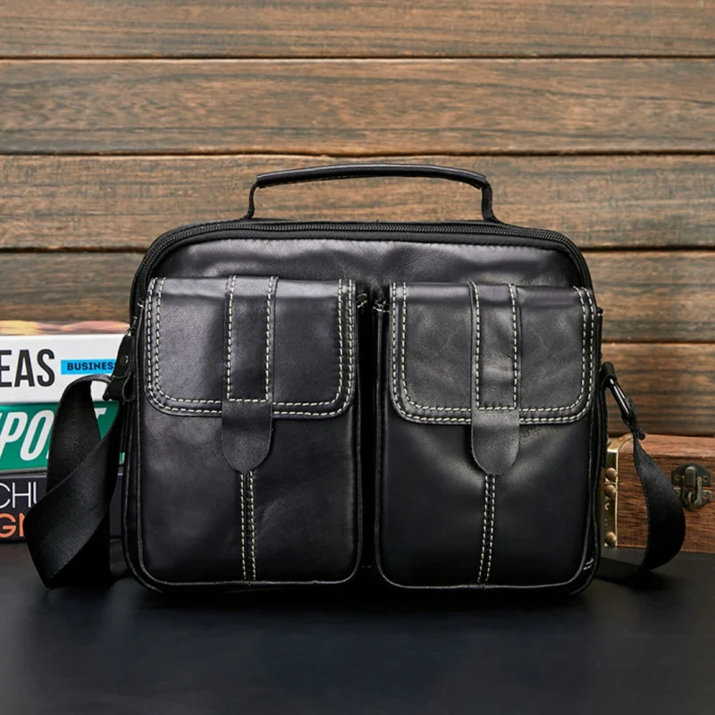 Nieuwe Lederen Heren Schoudertas Met Grote Capaciteit Koeienhuid Messenger Tas Business Man Handtas Casual Crossbody Tas