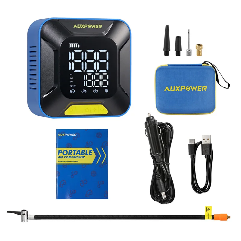 

High Quality Emergency Portable Tire Pump Digital LED Light Built-in lithium Battery Supports Multiple Tire Inflation