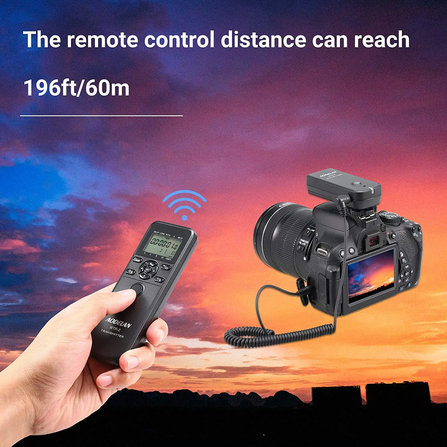 AODELAN WTR-2 Wireless Timer Lapse Intervalometer Remote Control Shutter Release For Canon Nikon Sony Panasonic Fujifilm Cameras