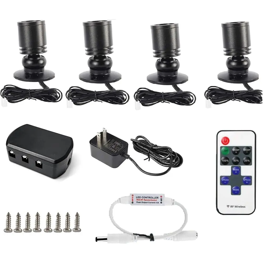

4Pcs Led Mini Spot Light, 3000K Under Cabinet Lights, Jewelry Model Showcase Display Spotlights For Wine