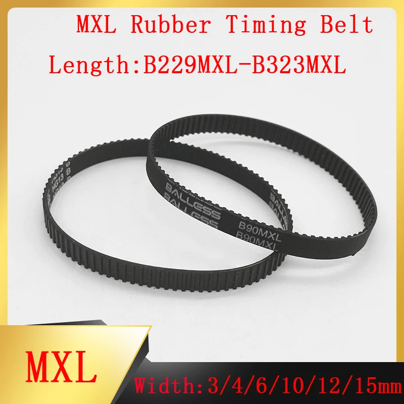 

MXL Rubber Timing Trapezoidal Toothed Synchronous Belt Model B229MXL~B323MXL Width 3/4/6/10/12/15mm 3D Printer Conveyor Belt