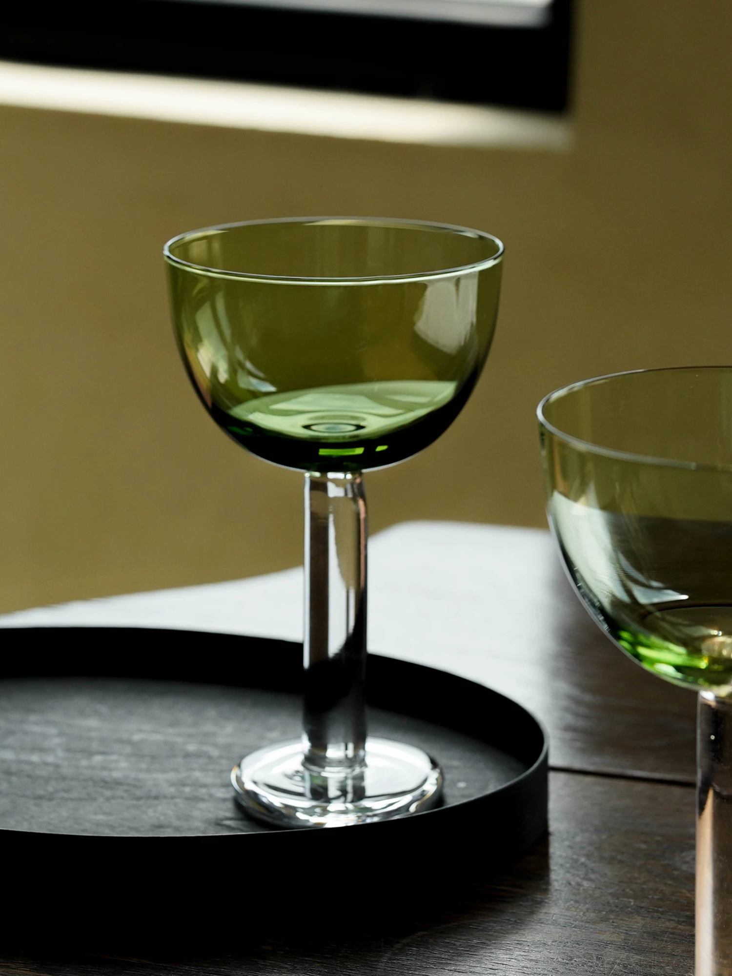 1 Piece 180ml 6oz Thick Stem Green Top Champagne Coupe Creative Cocktail Glasses Cup Wine Cup