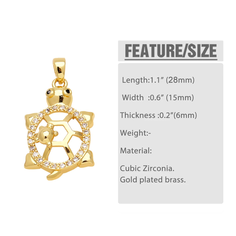 OCESRIO Mini Crystal Cute Moon Bear Pendant for Necklace Copper Gold Plated Turtle Snake Animal Jewelry Making Supplies pdtb417