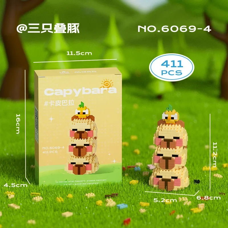 Kawaii Capybara Micro Building Blocks Cartoon Animal Mini Plastics Brick Assembled Figure Model Toys For Kids Christmas Gift