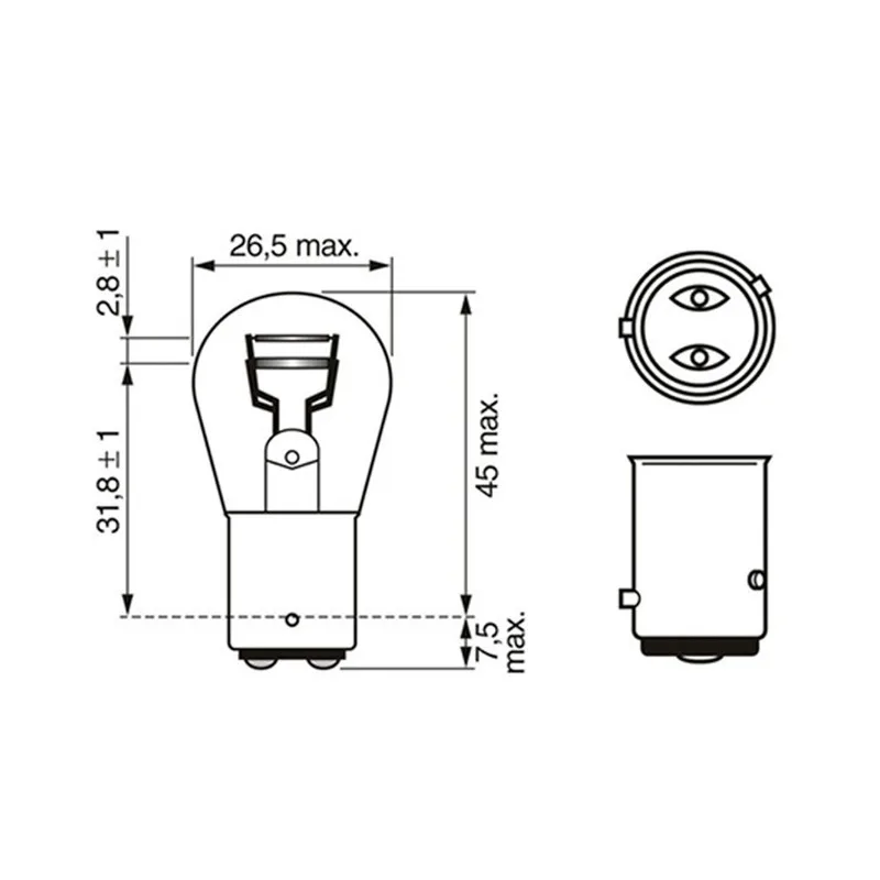 2pcs P21/5W S25 12V21/5W BAZ15D Car Clear Glass Lamp 12594 Brake Tail Bulb Car Indicator Halogen Stop Lamp Brake Bulbs view 2