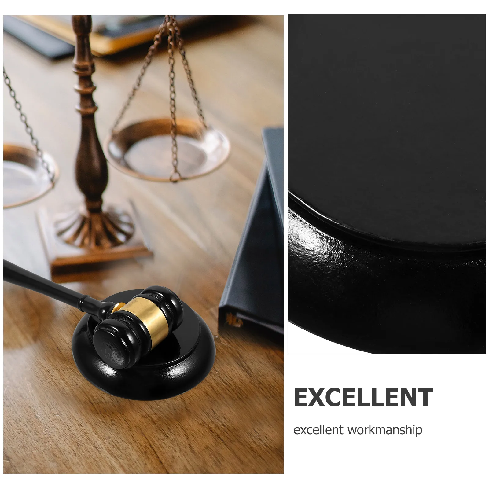 

1 set Judge Hammer Wooden Gavel for Auction Court Meetings Lawyer Decor Durable Smooth Clear Knocking Sound Engraved Base