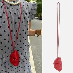FIRMRANCH 2025 Trendy Ttem Super Soft Sheepskin Mini Cute Pleated Cloud Bag Hanging Neck Croissant Purse Lipstick Headphone Hobo