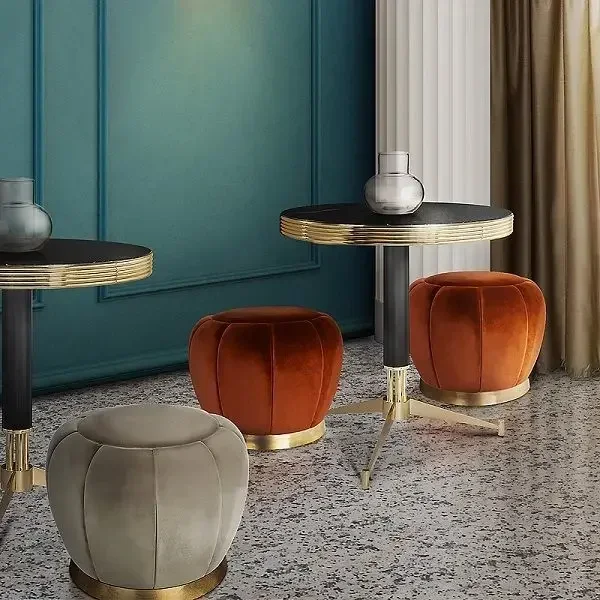 Nordic Luxury Makeup Stool Princess Vanity Chair Solid Wood Dressing Table Ottoman for Living Room and Bedroom Home Furniture De