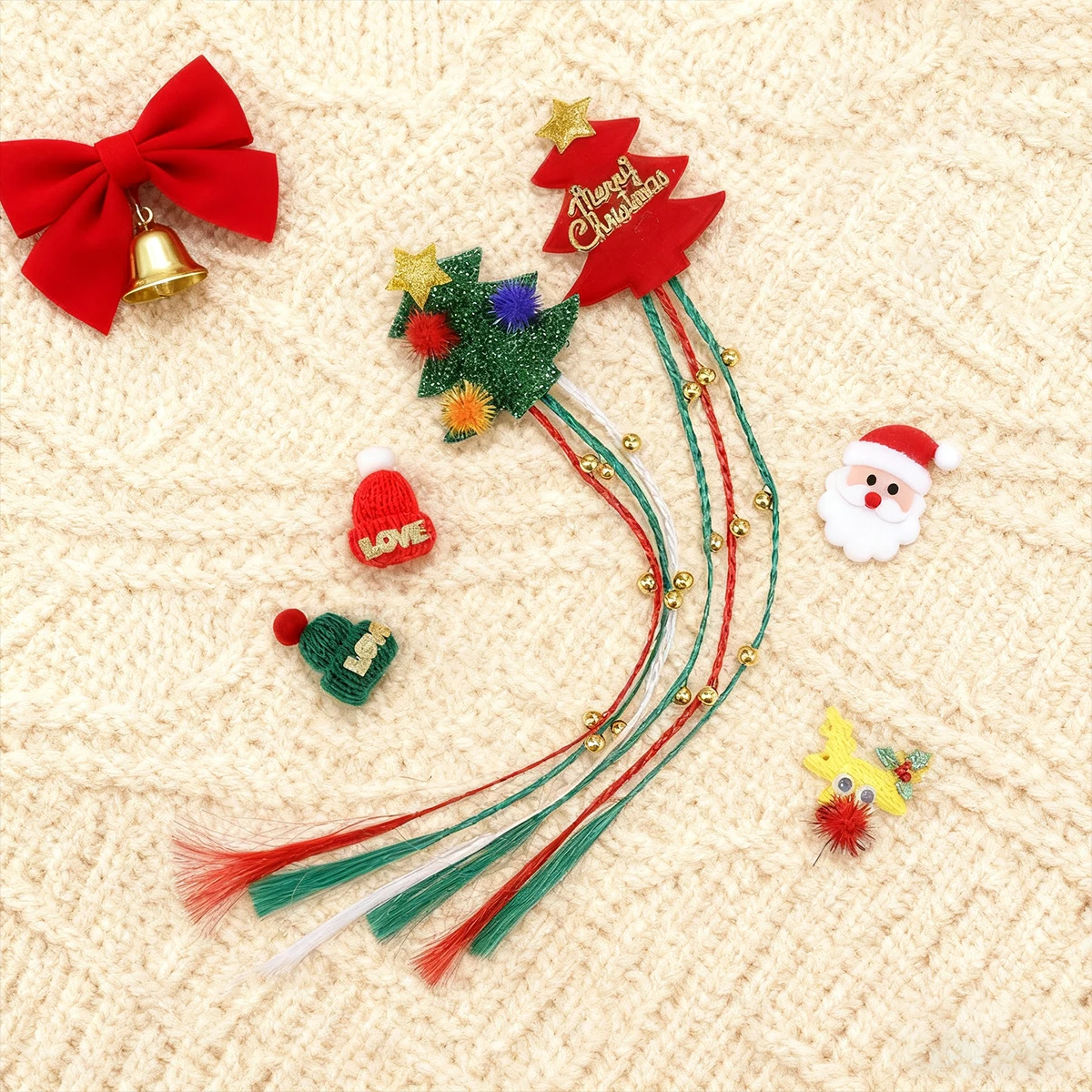 

Симпатичные рождественские заколки для парика с бисером, заколки для волос в виде рождественской елки, праздничные аксессуары для волос