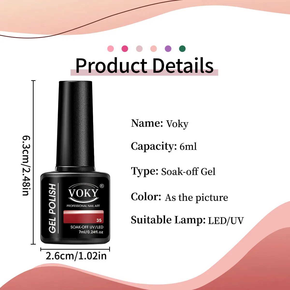 ชุดยาทาเล็บเจล VOKY 7 ชิ้น ชุดยาทาเล็บเจล UV กึ่งถาวร - รูปแบบของเหลว ชุดเริ่มต้นทำเล็บแบบโฮมเมด