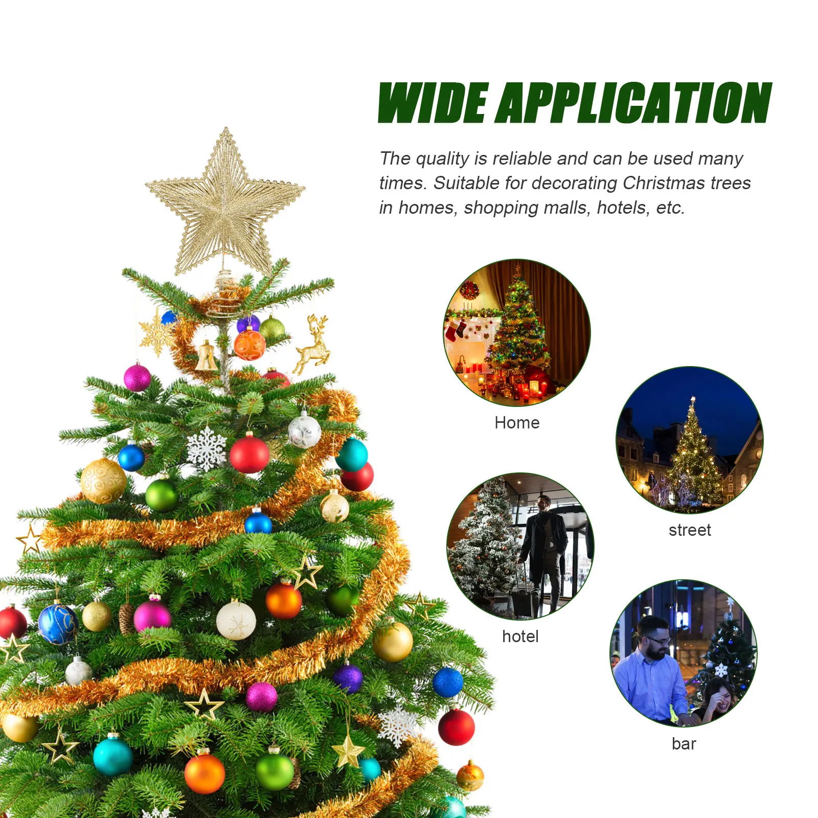 

Iron Wire Tree Topper Christmas Treetop Decoration Star Ornament Holiday Party Decor Reusable Hollow Metal Xmas Tree Star