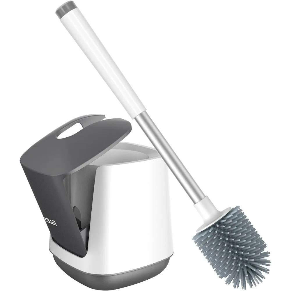 

Silicone Toilet Bowl Brush and Holder Automatic Toilet Brushes for Bathroom with Holder Ventilated Toilet Cleaner Brush