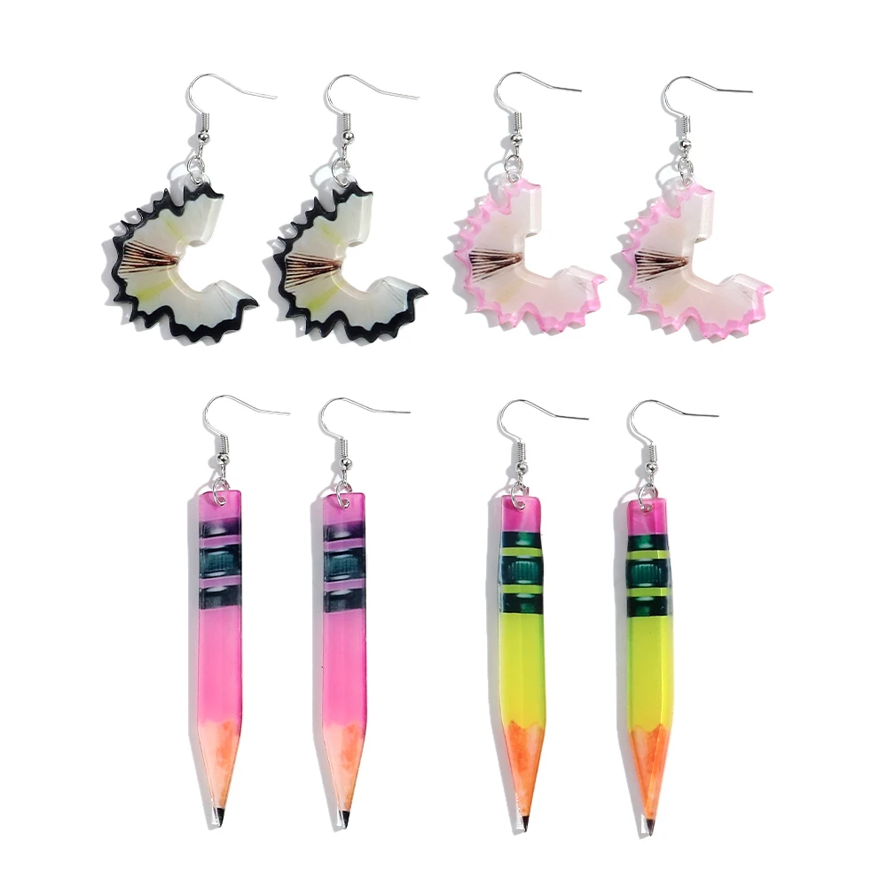 Creative Acrylic Colorful Pencil Shavings Dangle Earrings Lovely Pencil Long Earring 2026 Jewelry Gifts