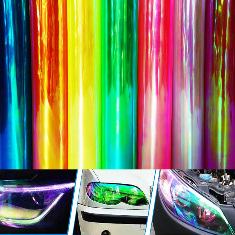 New Color Car Color-Changing Film 1PC Car Styling Chameleon Headlight Taillight Vinyl Tint Sticker Light Film Wrap 30X60CM/100CM