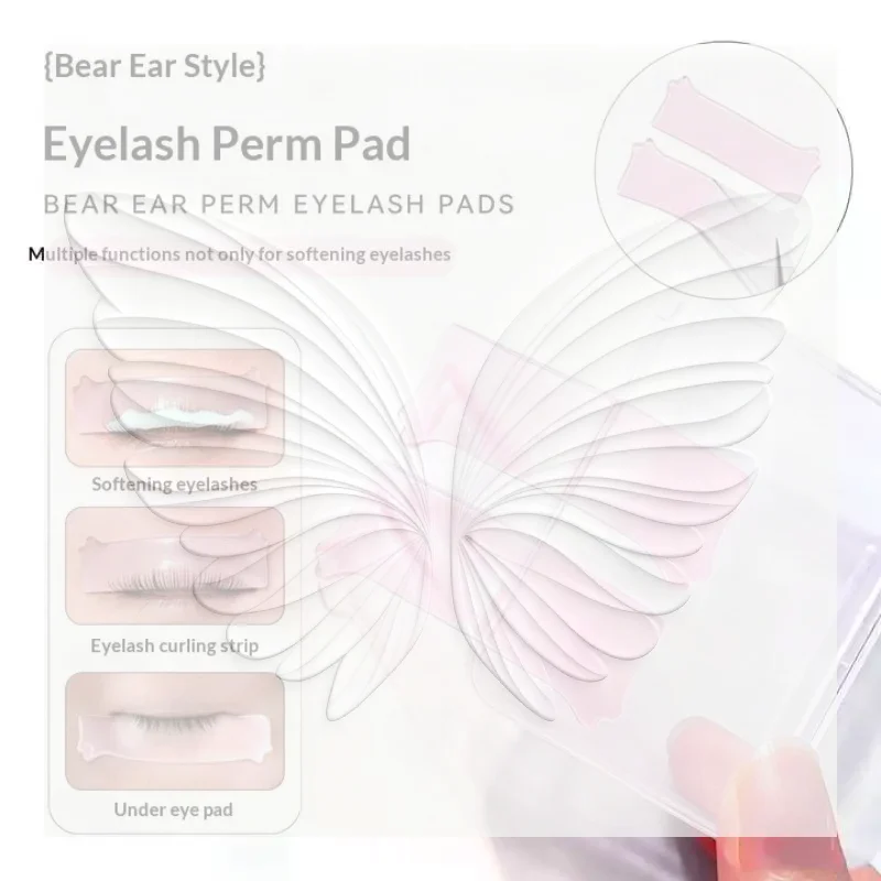 1 Pair Non-slip Bear Ear Eyelash Perm Pads Reusable Soft Silicone Lash Curling Lifting Strips for Home DIY Lash Lift