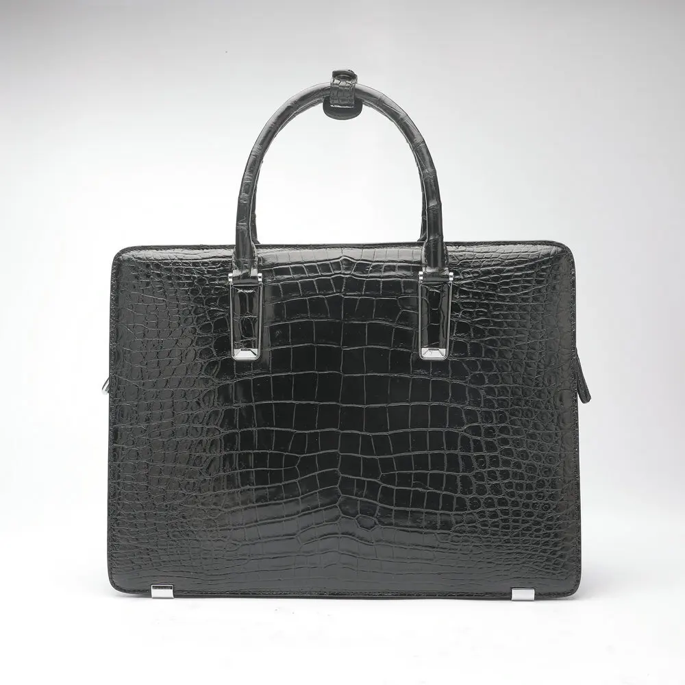 Crocodile Handbag With Double Zipper Briefcase Business Office Travel Document Genuine Leather Men's Bag  сумка мужская портфель