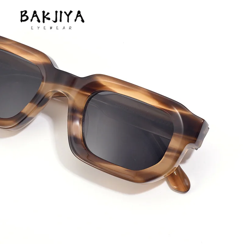 BAKJIYA New Square Acetate Thick Frame Sunglasses Vintage Fashion Sport Outdoor UV400 Polarized Men Driving Fishing Sun Glasses