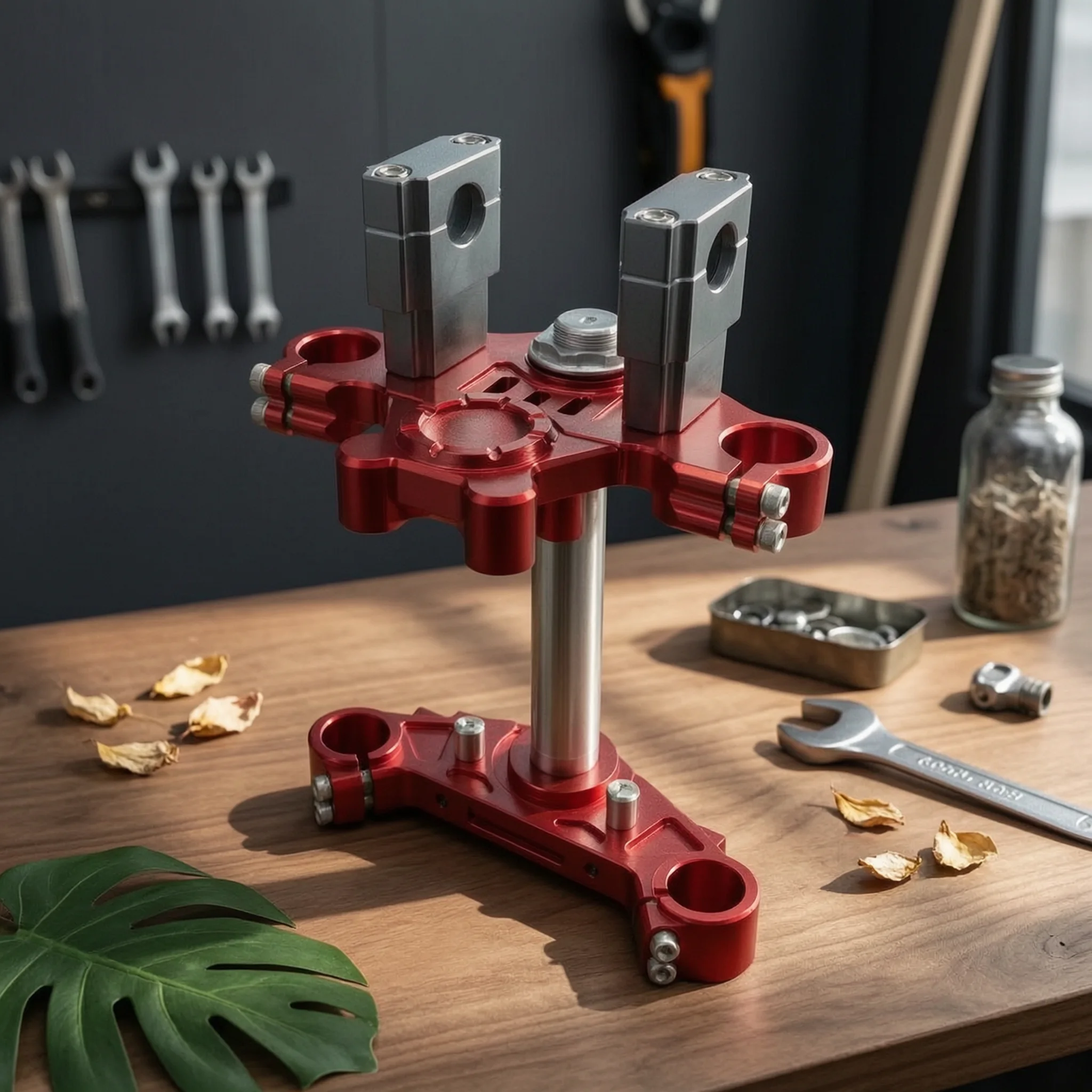 Steering Stem Assembly CNC Triple Clamp with Stem Upper Lower Connecting Plate Lightweight Hardware Rigid for Custom Builds