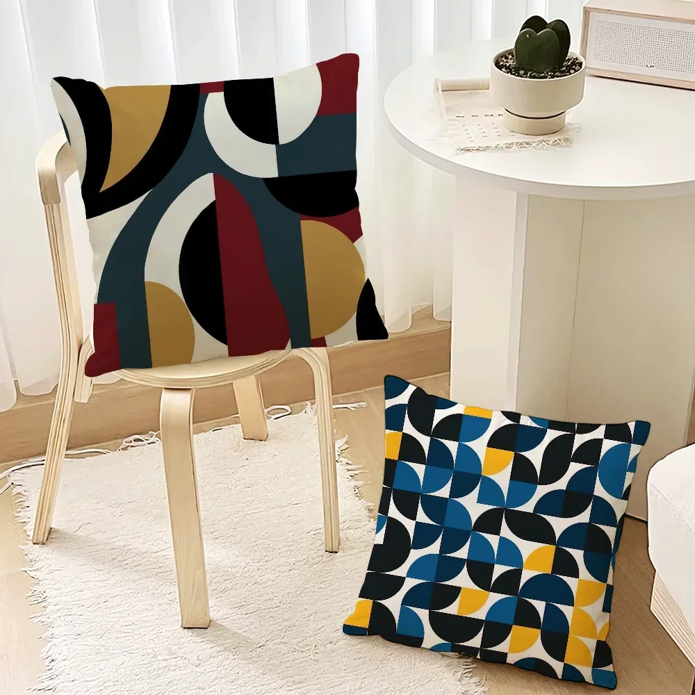 Colorful Abstract Geometric Pattern Pillow Case Living Room Accent Couch Back Support Square Lounge Restful Nap Companion